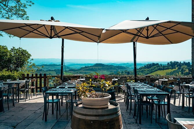 Florence: Tour San Gimignano, Monteriggioni & Chianti Hills - Agricola Poggio ai Laghi, lunch plus tasting that hits wine, oils, and balsamic