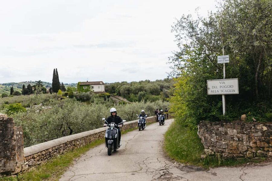 From Florence: Tuscan Countryside Vespa Tour with Tastings - First Stops Out of Florence, River, Viewpoint, and an Old Church