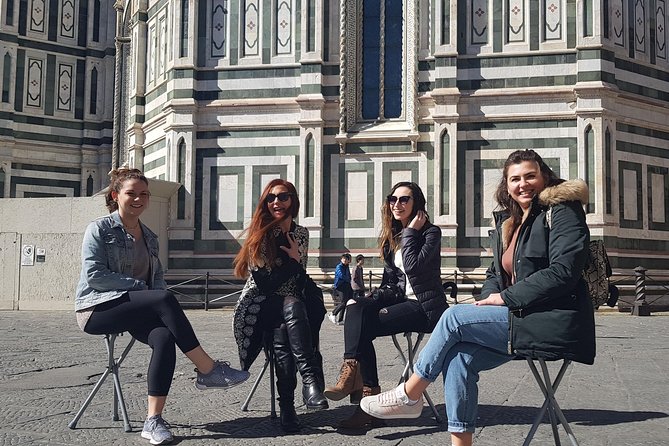 Sit and walk Florence tour with Gelato - Comfort tech that makes a difference: stools, chair, and headsets