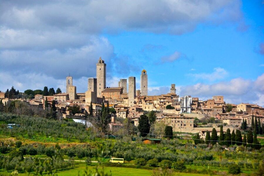 Visit Siena and San Gimignano with lunch at a family farm - Podere La Marronaia in the Chianti hills: pasta, olive oil, balsamic, and 6 tastings